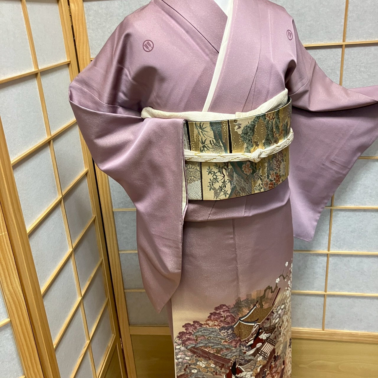 7077# Japanese Tomesode Kimono Vintage Womens Silk Fabric Robe Kimono only sold
