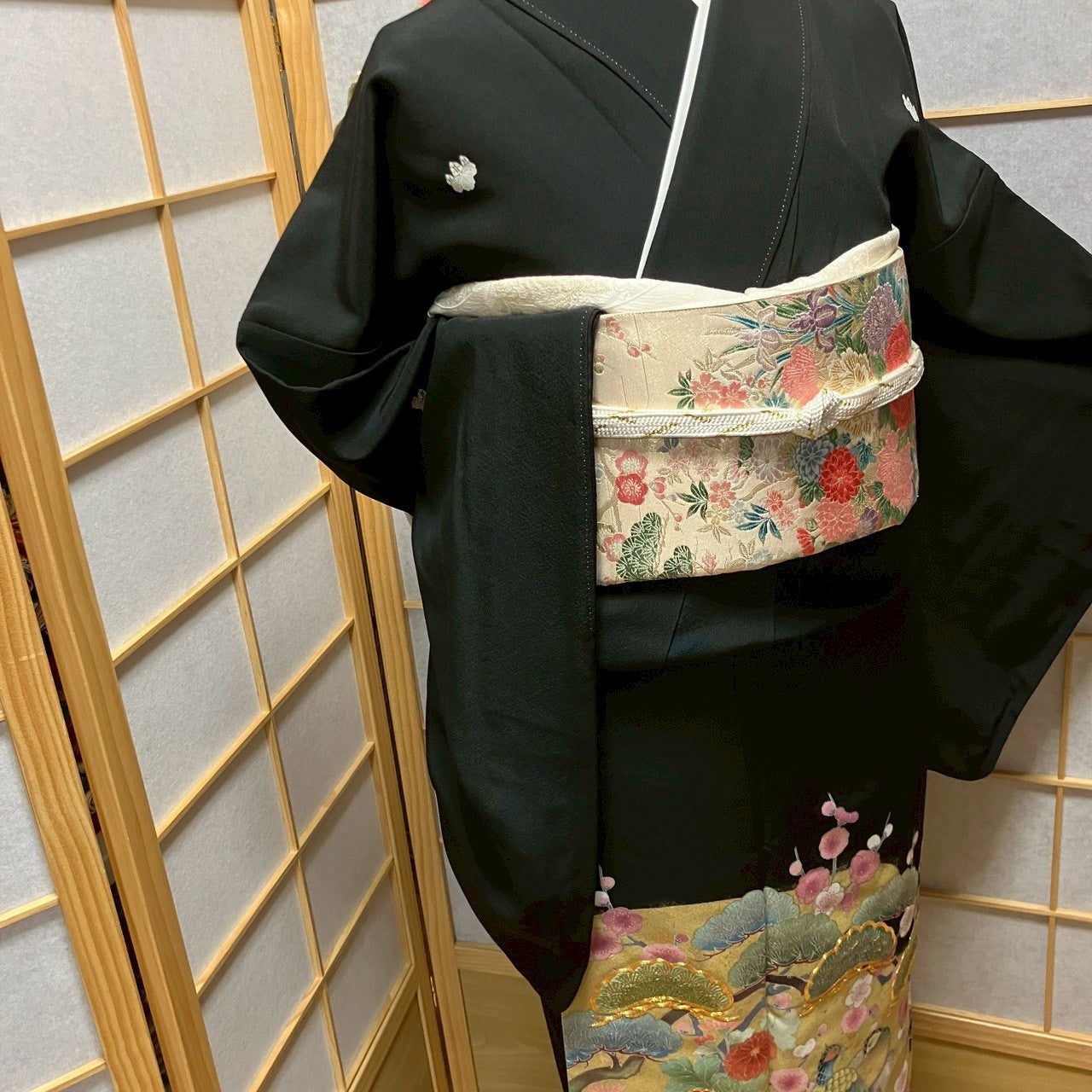 7072# Japanese Tomesode Kimono Vintage Womens Silk Fabric Robe Kimono only sold