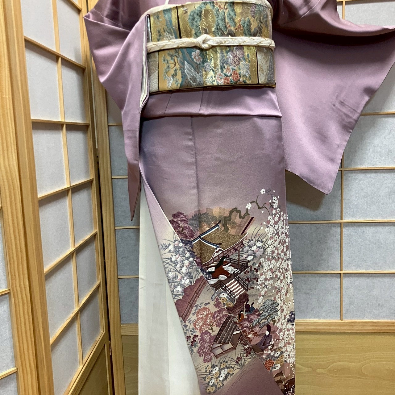 7077# Japanese Tomesode Kimono Vintage Womens Silk Fabric Robe Kimono only sold