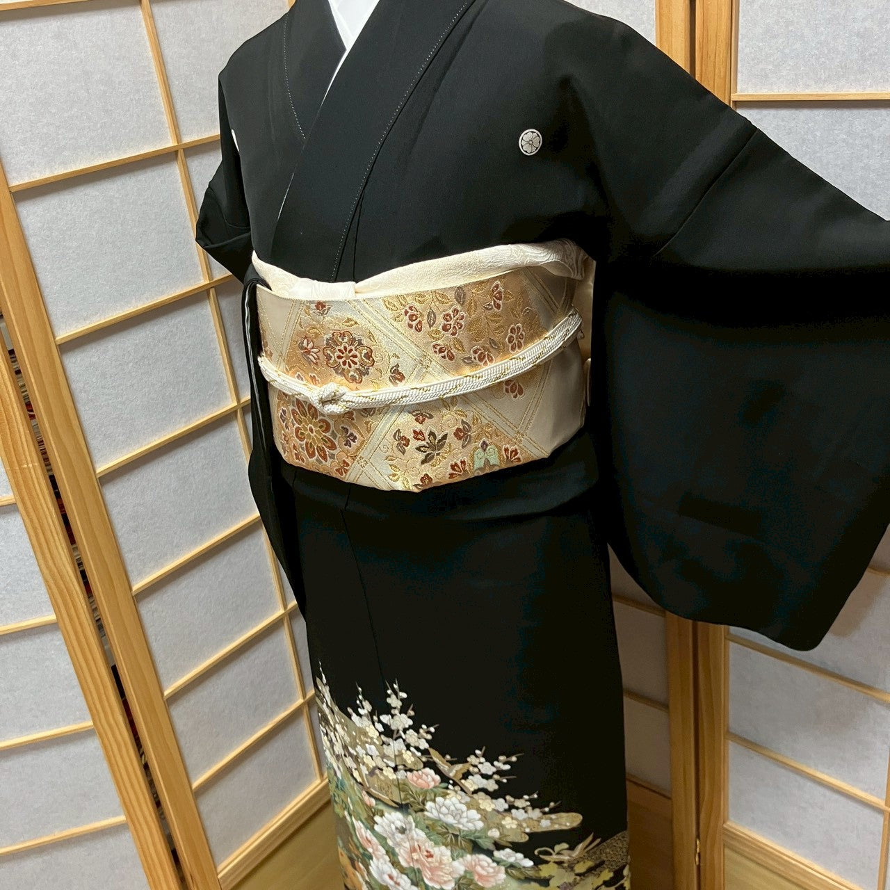7078# Japanese Tomesode Kimono Vintage Womens Silk Fabric Robe Kimono only sold