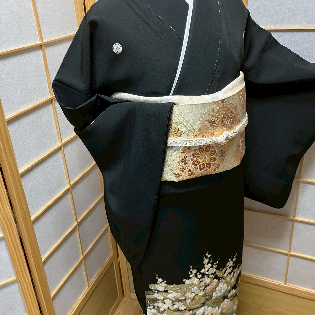 7078# Japanese Tomesode Kimono Vintage Womens Silk Fabric Robe Kimono only sold