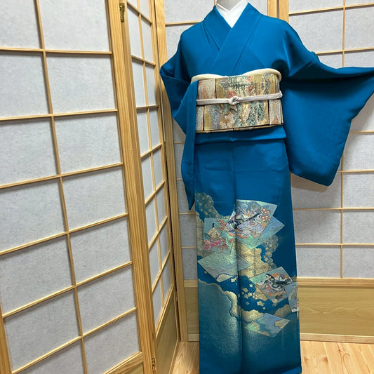 7094# Japanese Tomesode Kimono Vintage Womens Silk Fabric Robe Kimono only sold