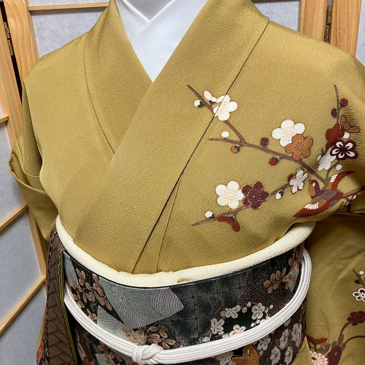 7098# Japanese Kimono Vintage Womens Silk Fabric Robe Kimono only sold