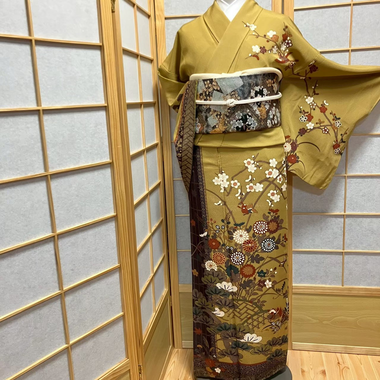 7098# Japanese Kimono Vintage Womens Silk Fabric Robe Kimono only sold