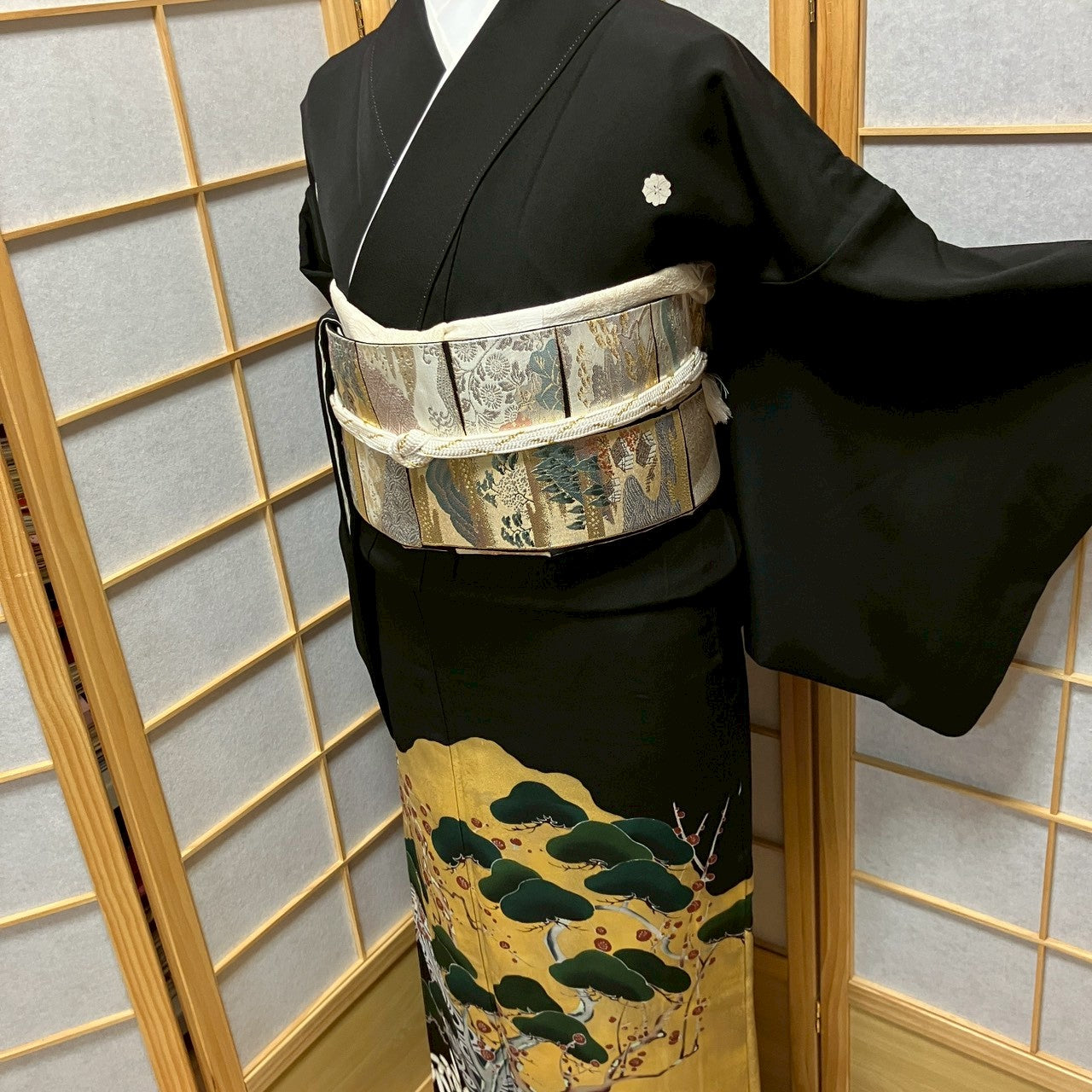 7099# Japanese Tomesode Kimono Vintage Womens Silk Fabric Robe Kimono only sold