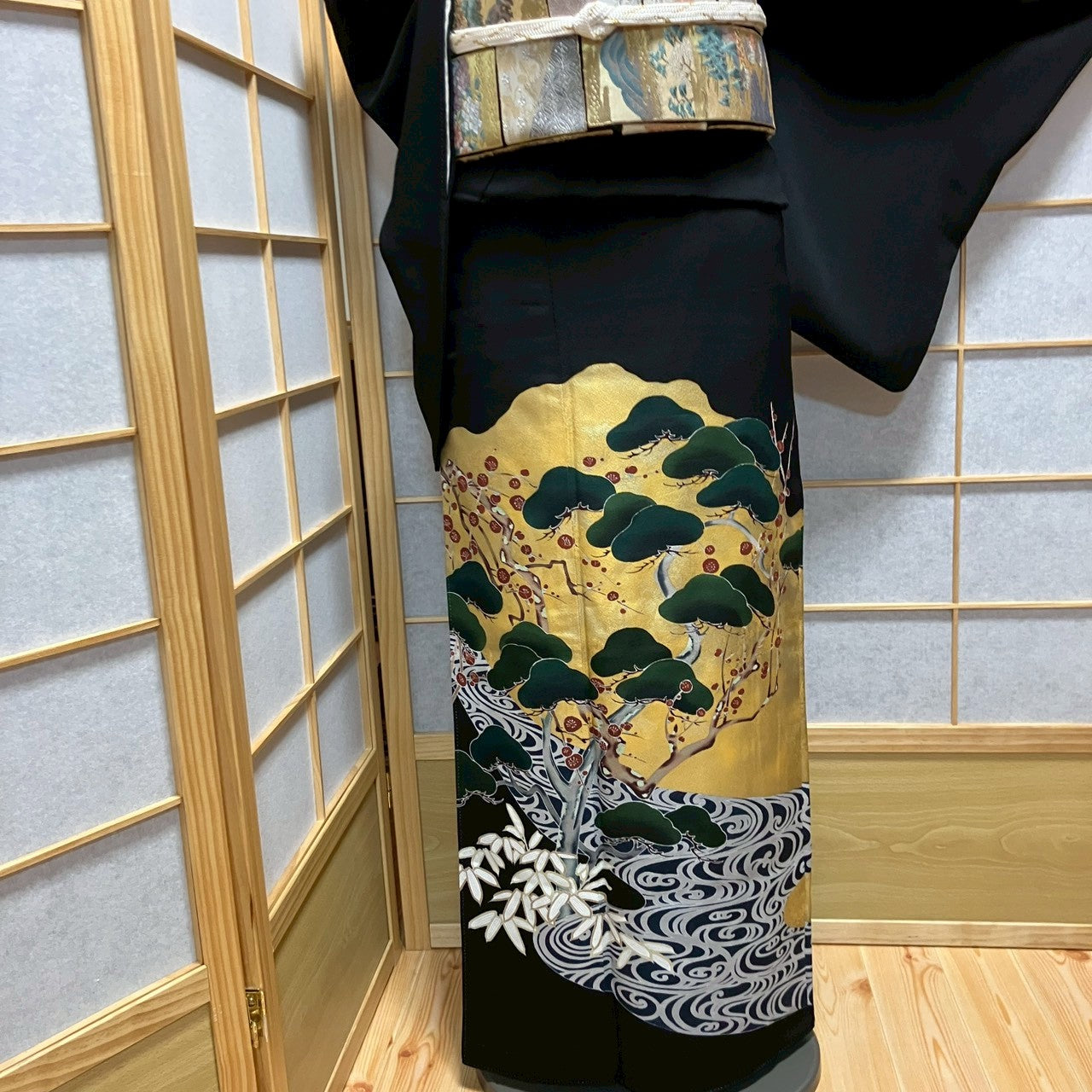 7099# Japanese Tomesode Kimono Vintage Womens Silk Fabric Robe Kimono only sold