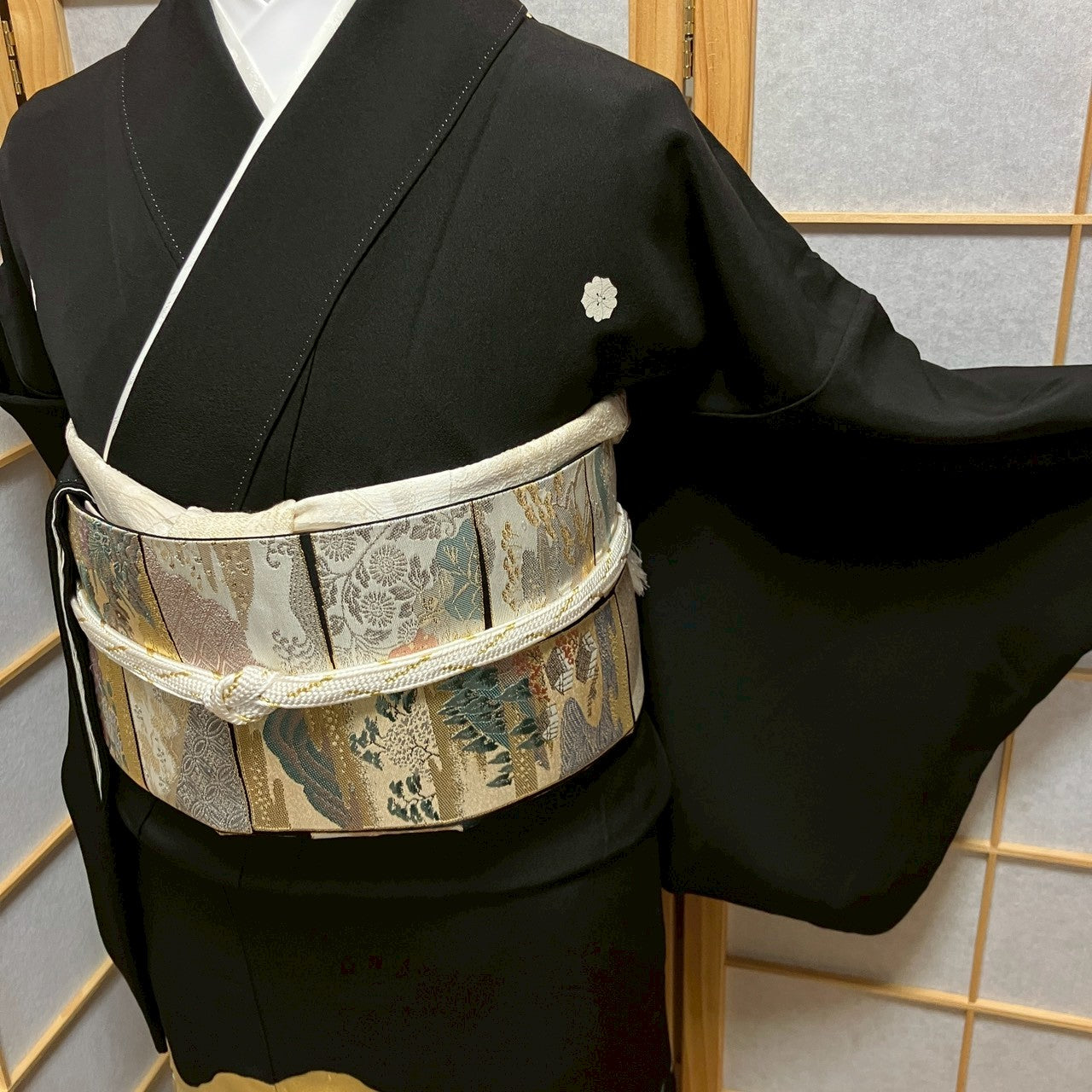 7099# Japanese Tomesode Kimono Vintage Womens Silk Fabric Robe Kimono only sold