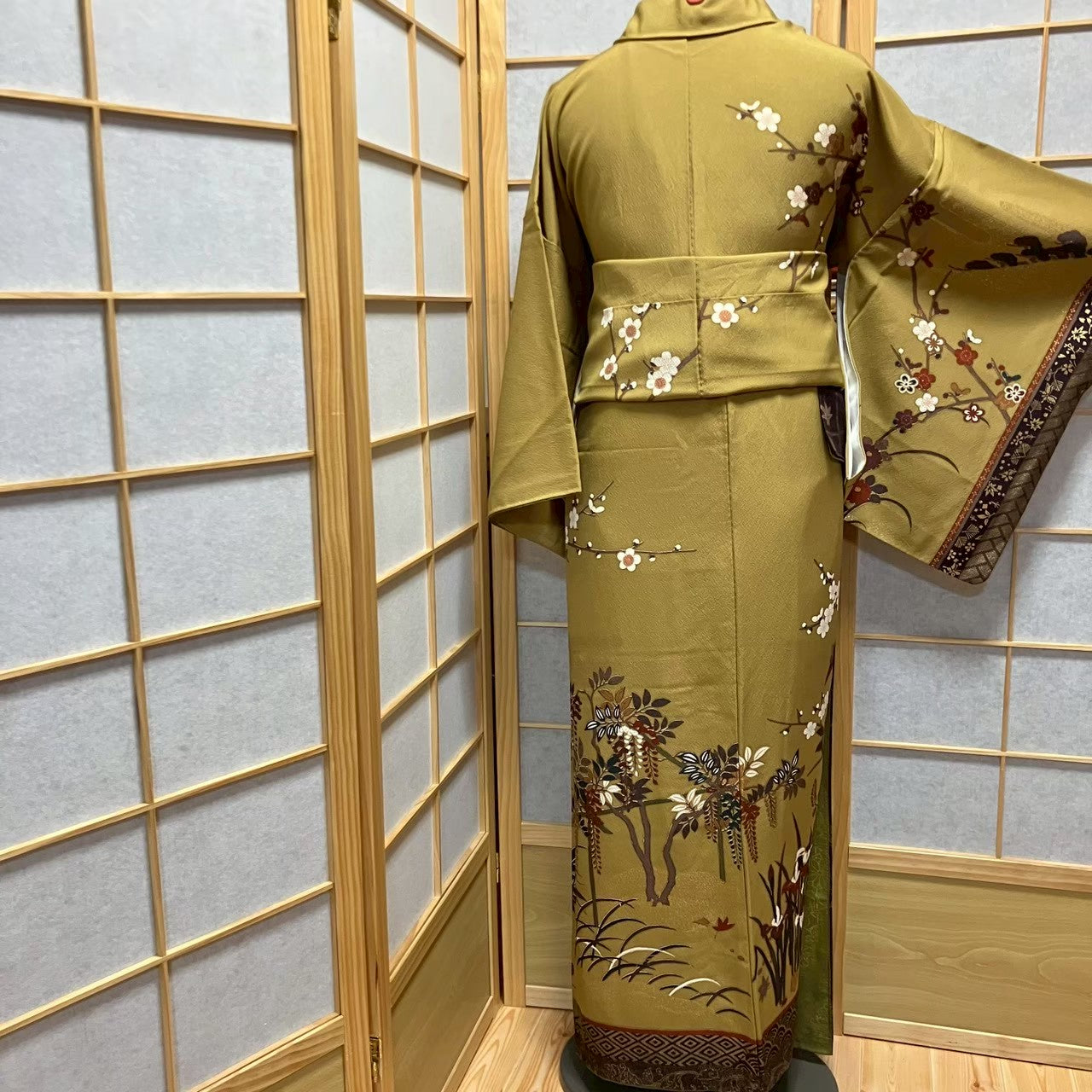 7098# Japanese Kimono Vintage Womens Silk Fabric Robe Kimono only sold