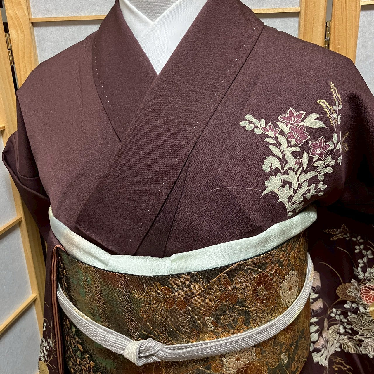 7102# Japanese Kimono Vintage Womens Silk Fabric Robe Kimono only sold