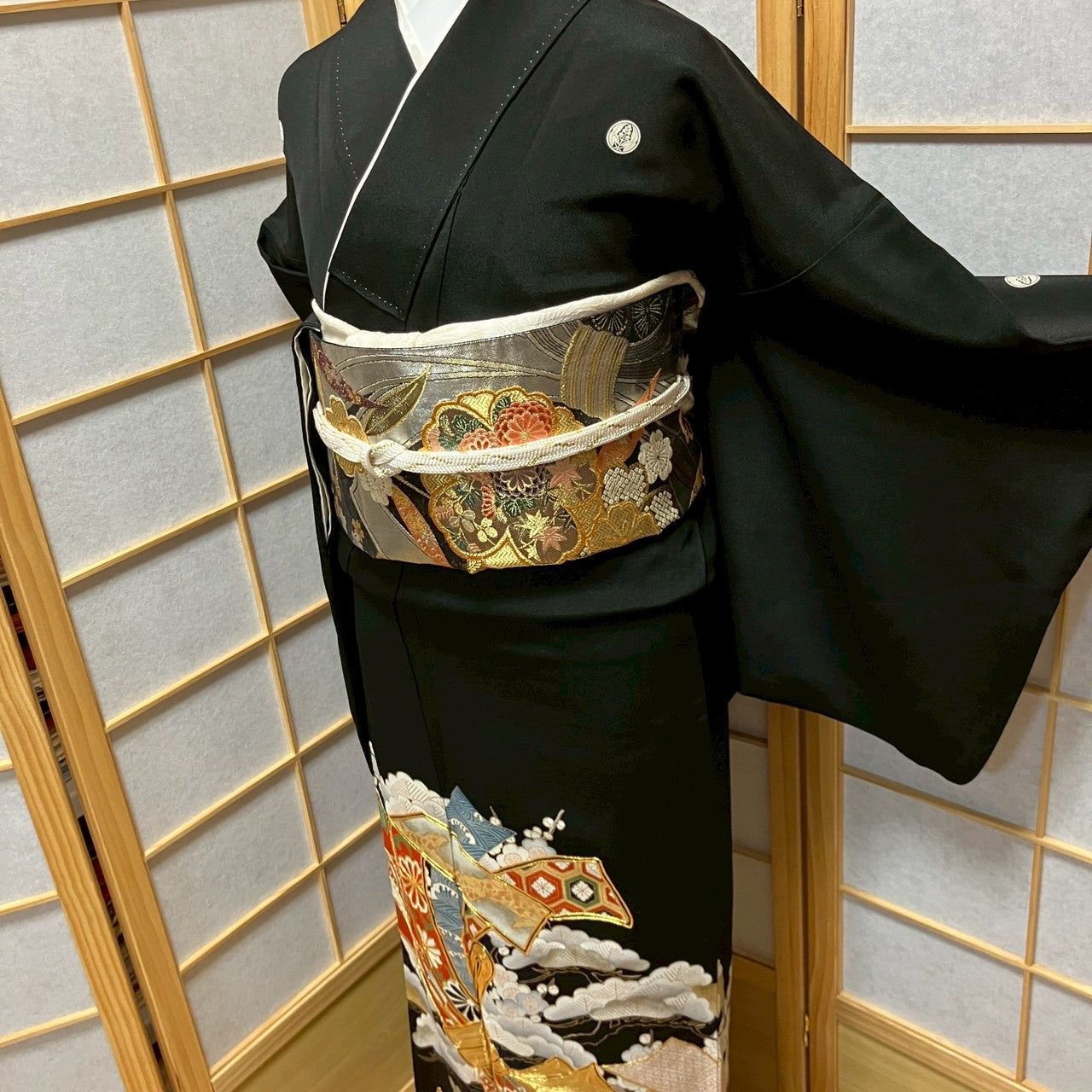 7103# Japanese Tomesode Kimono Vintage Womens Silk Fabric Robe Kimono only sold