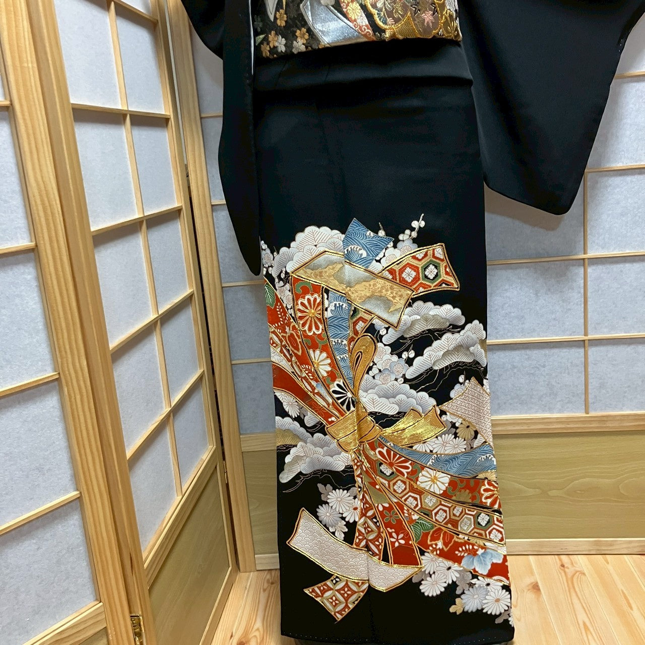 7103# Japanese Tomesode Kimono Vintage Womens Silk Fabric Robe Kimono only sold