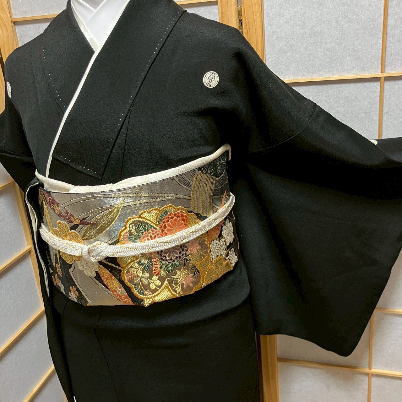 7103# Japanese Tomesode Kimono Vintage Womens Silk Fabric Robe Kimono only sold