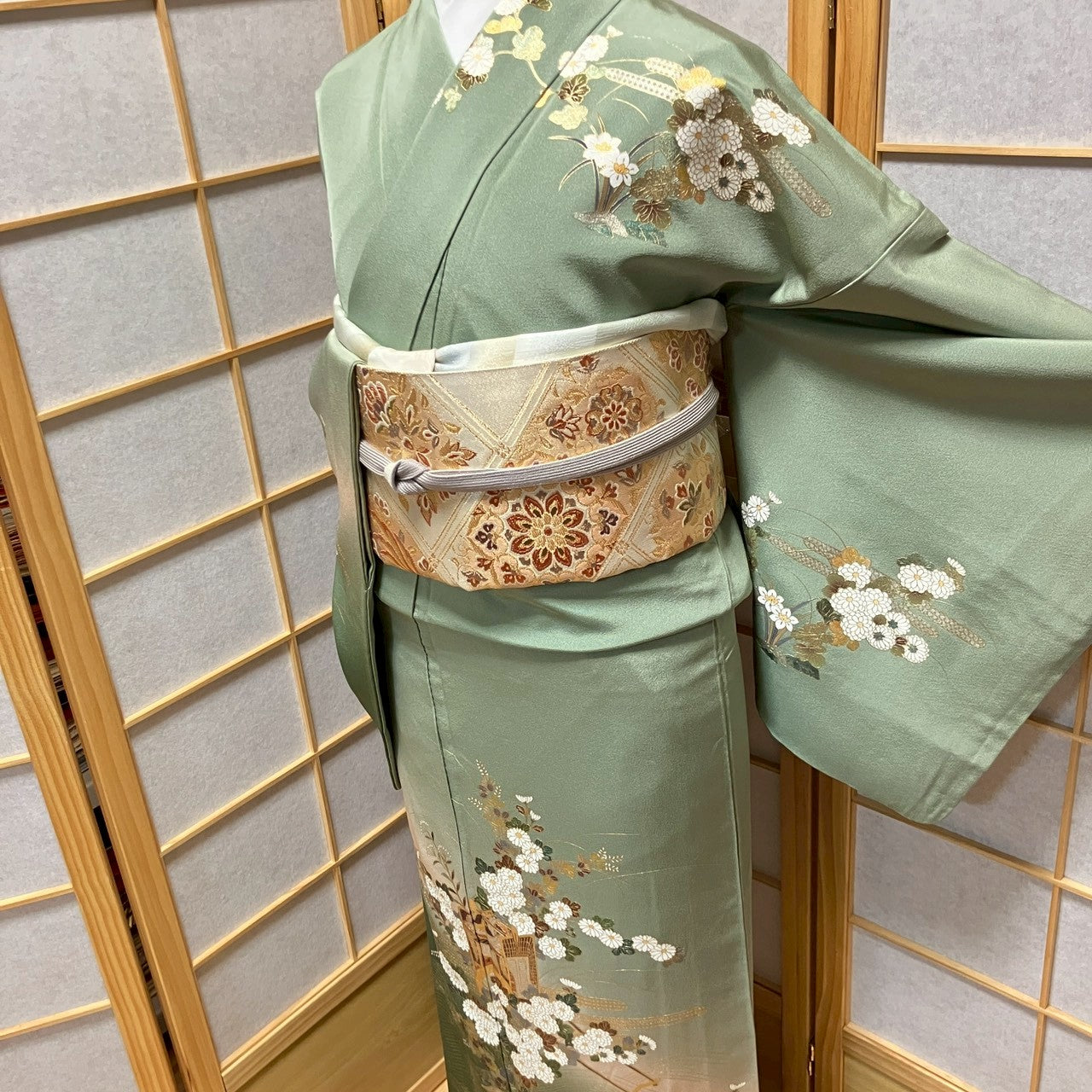 7104# Japanese Kimono Vintage Womens Silk Fabric Robe Kimono only sold