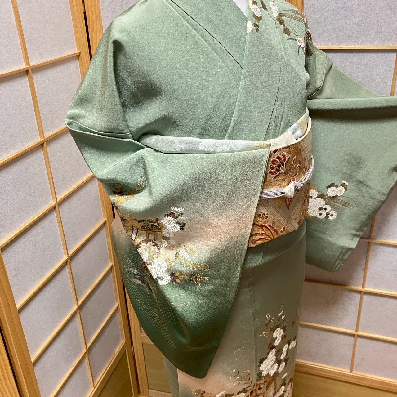 7104# Japanese Kimono Vintage Womens Silk Fabric Robe Kimono only sold
