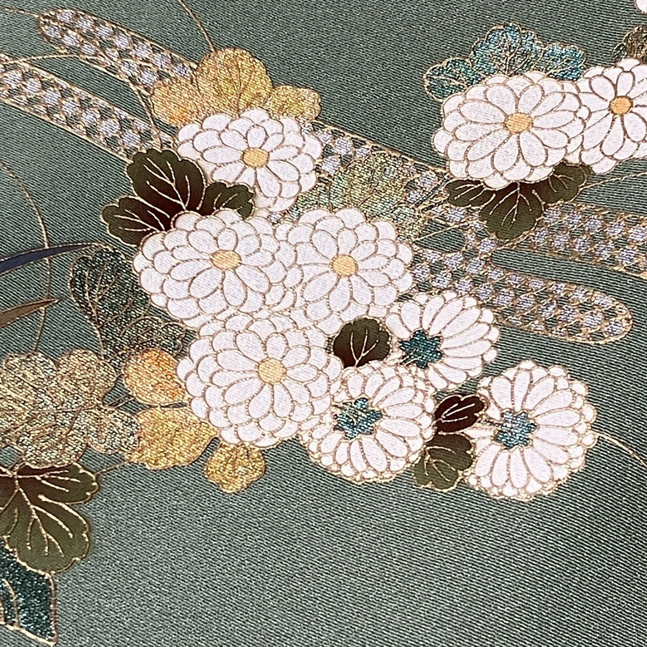 7104# Japanese Kimono Vintage Womens Silk Fabric Robe Kimono only sold