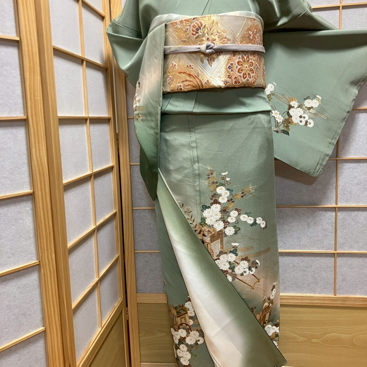 7104# Japanese Kimono Vintage Womens Silk Fabric Robe Kimono only sold
