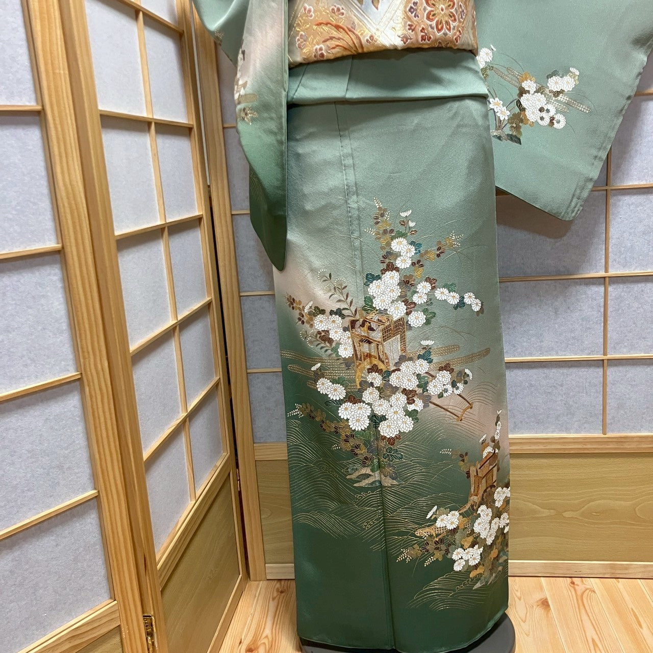 7104# Japanese Kimono Vintage Womens Silk Fabric Robe Kimono only sold