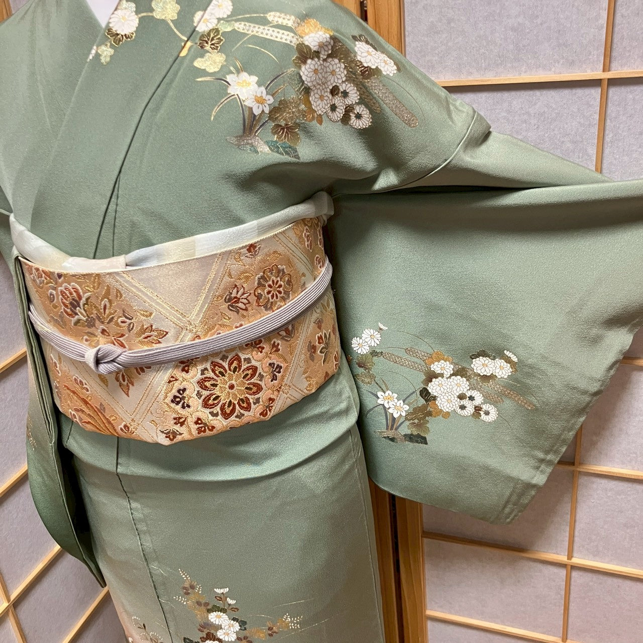 7104# Japanese Kimono Vintage Womens Silk Fabric Robe Kimono only sold