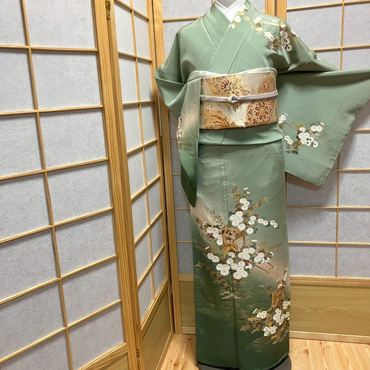 7104# Japanese Kimono Vintage Womens Silk Fabric Robe Kimono only sold