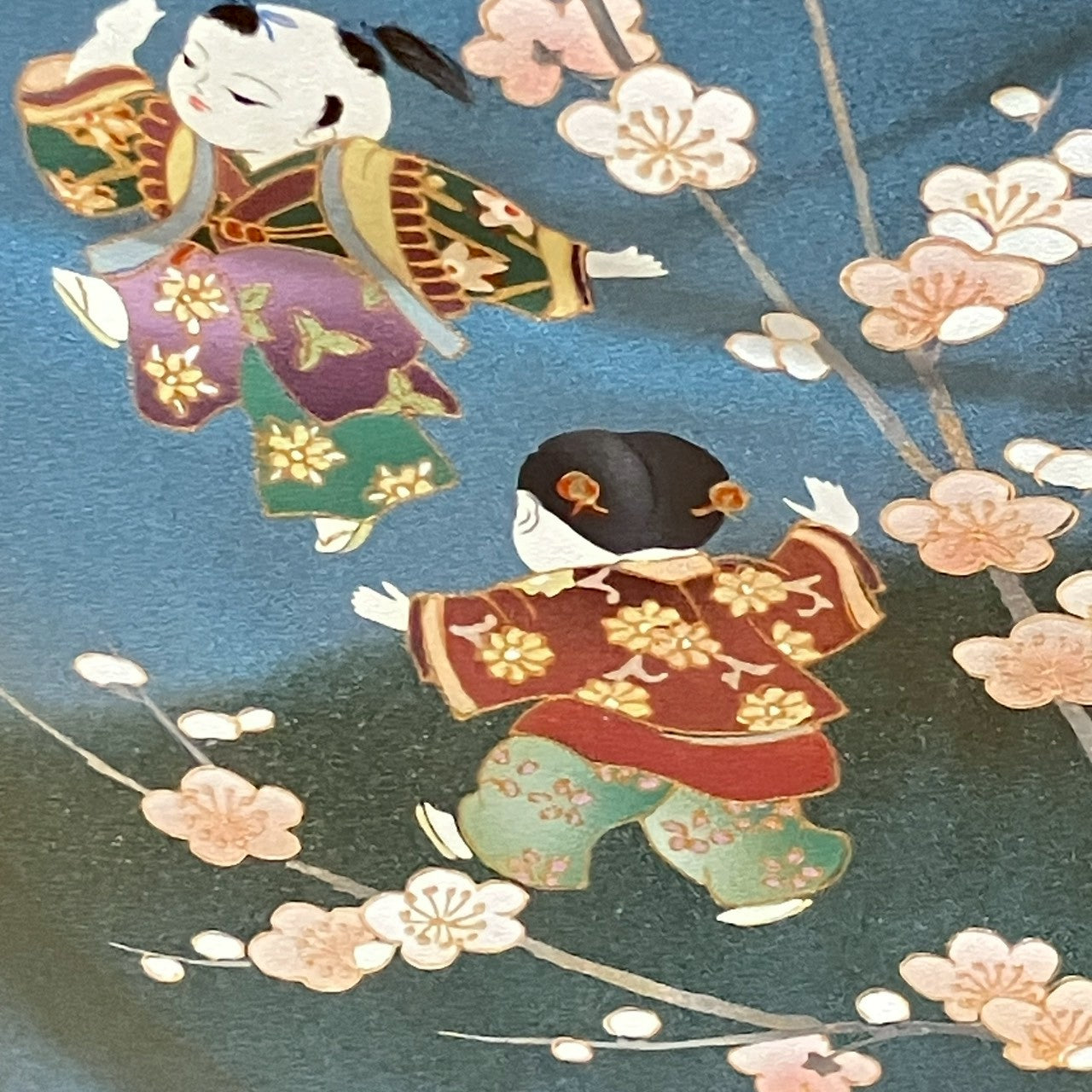 7106# Japanese Kimono Vintage Womens Silk Fabric Robe Kimono only sold Blue