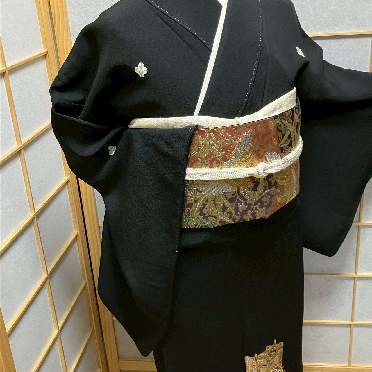 7110# Japanese Tomesode Kimono Vintage Womens Silk Fabric Robe Kimono only sold