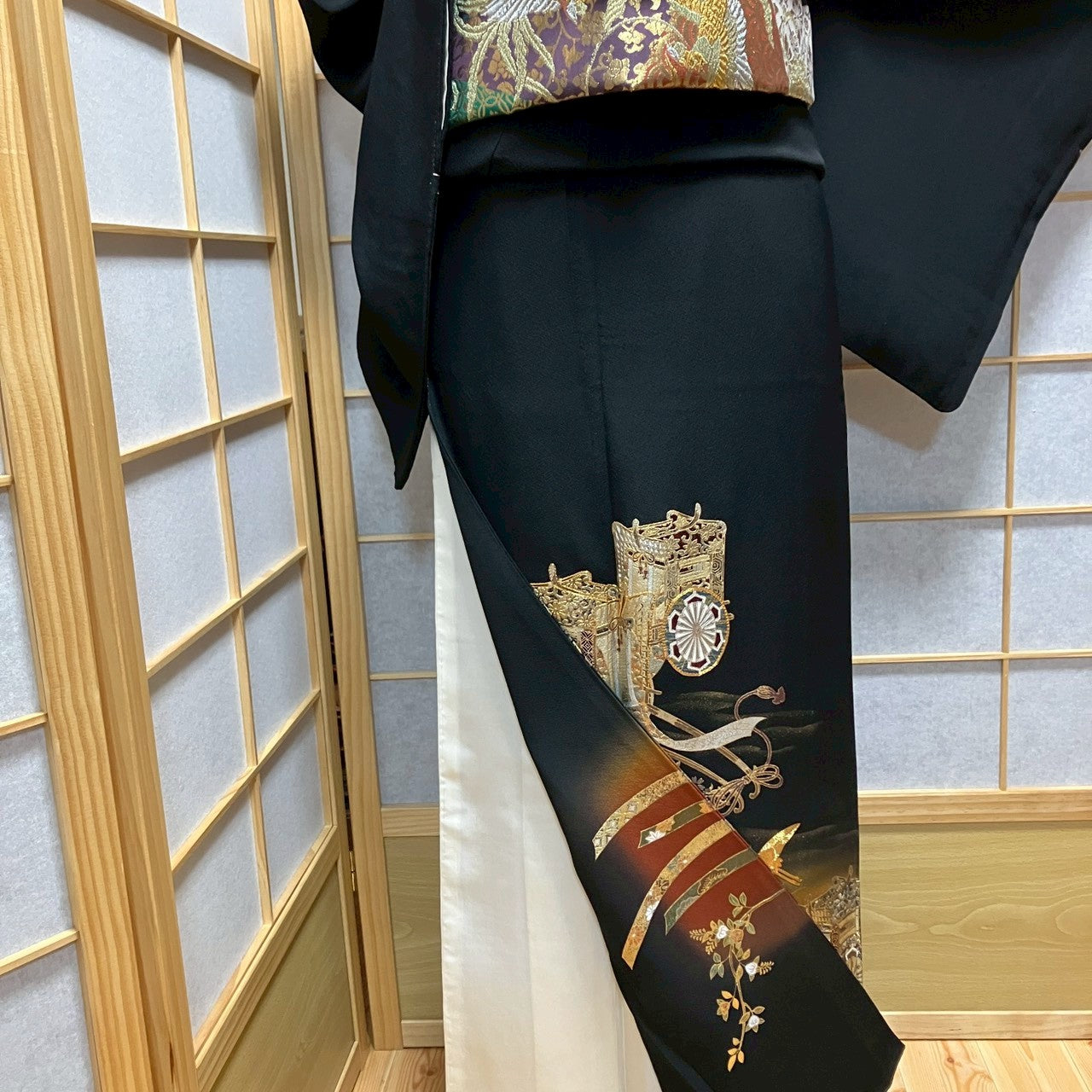 7110# Japanese Tomesode Kimono Vintage Womens Silk Fabric Robe Kimono only sold