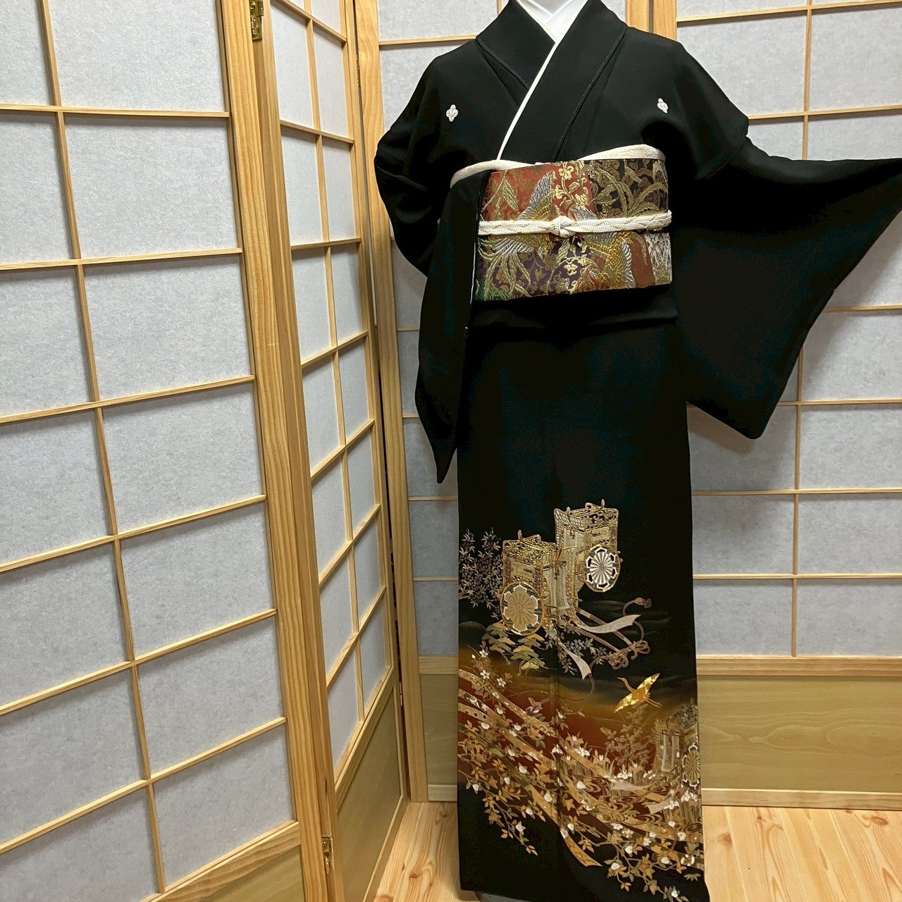 7110# Japanese Tomesode Kimono Vintage Womens Silk Fabric Robe Kimono only sold