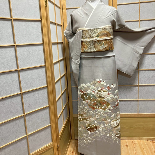 7111# Japanese Tomesode Kimono Vintage Womens Silk Fabric Robe Kimono only sold