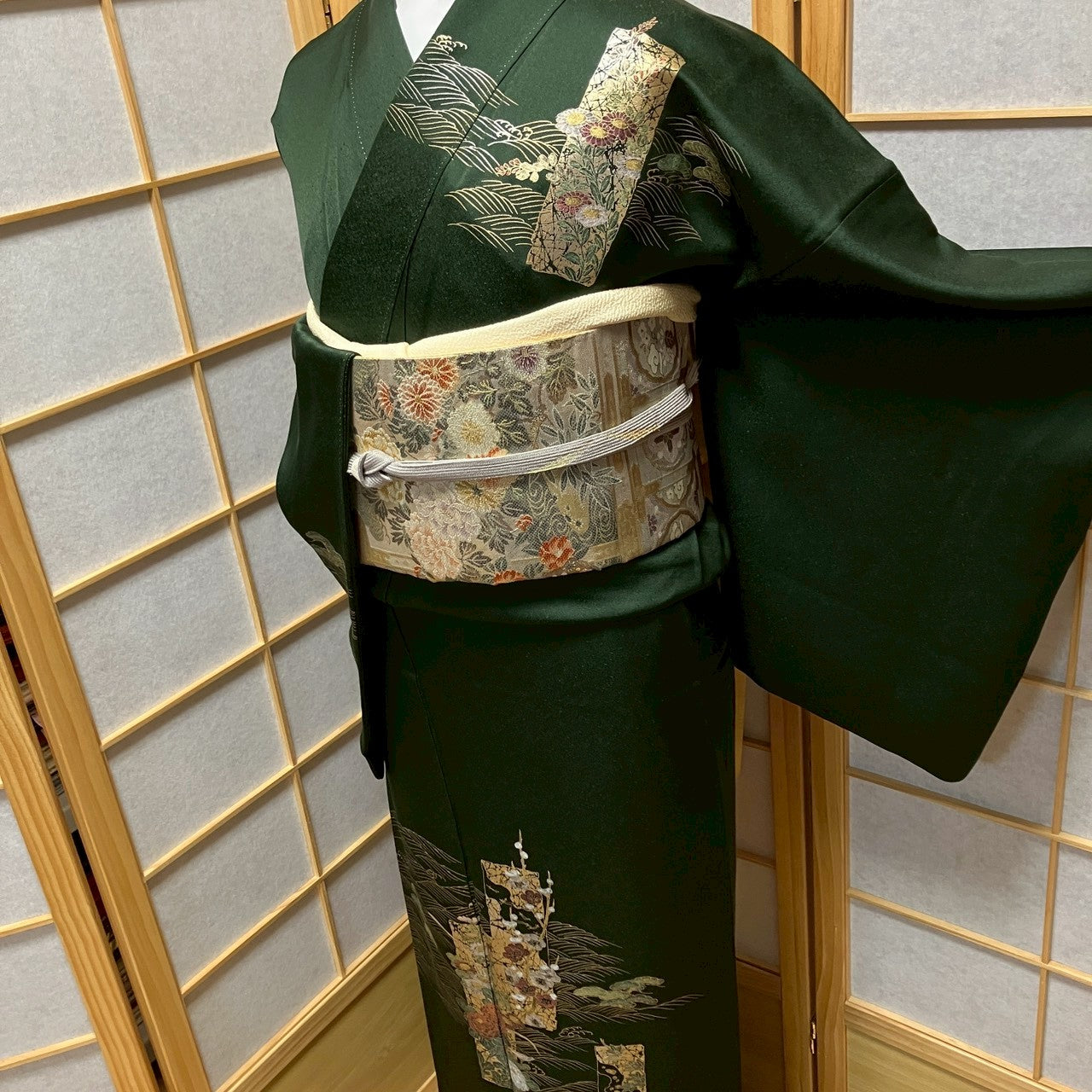 7112# Japanese Kimono Vintage Womens Silk Fabric Robe Kimono only sold