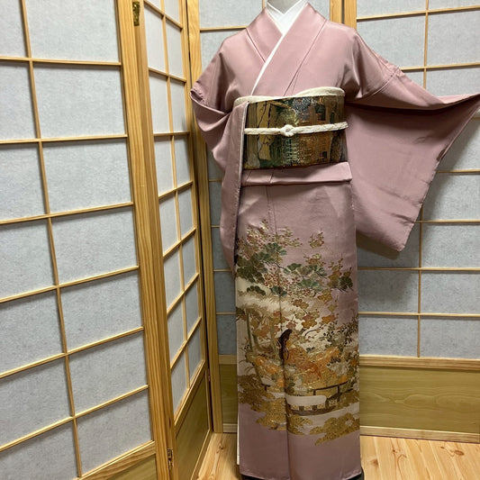 6767# Japanese Tomesode Kimono Vintage Womens Silk Fabric Robe Kimono only sold