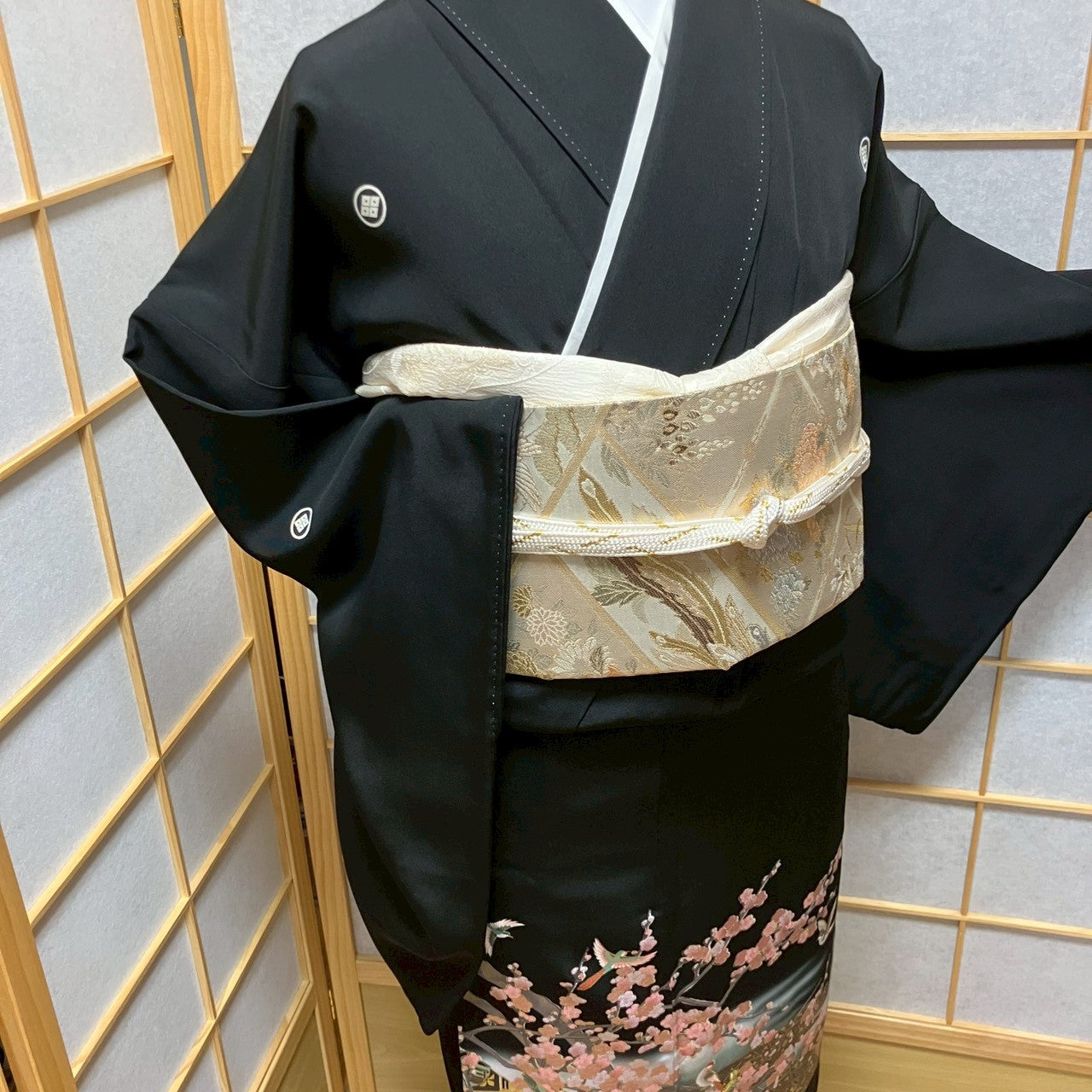 6768# Japanese Tomesode Kimono Vintage Womens Silk Fabric Robe Kimono only sold