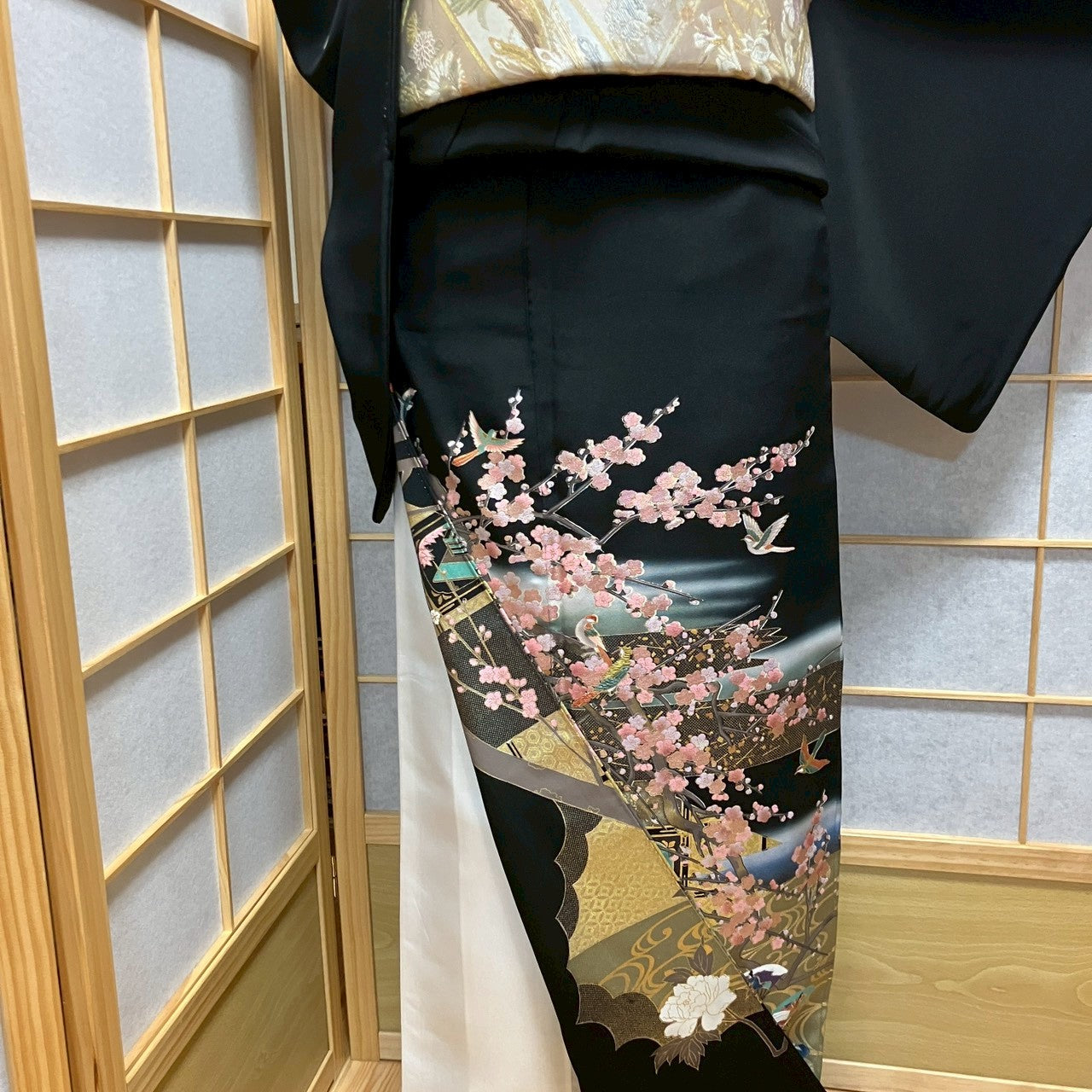 6768# Japanese Tomesode Kimono Vintage Womens Silk Fabric Robe Kimono only sold