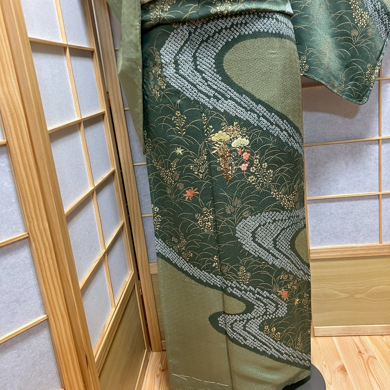 6770# Japanese Kimono Vintage Womens Silk Fabric Robe Kimono only sold Shibori