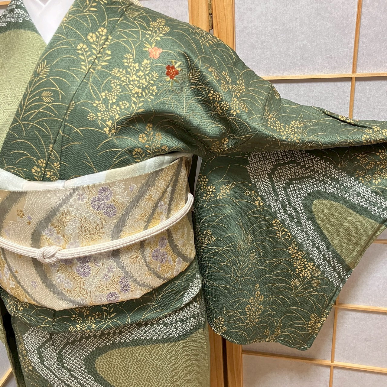 6770# Japanese Kimono Vintage Womens Silk Fabric Robe Kimono only sold Shibori