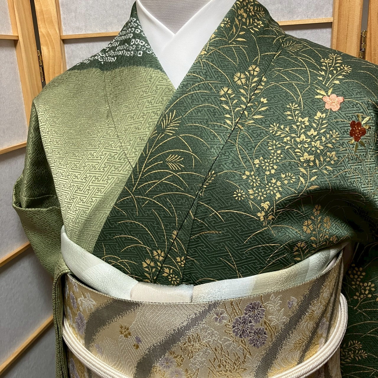 6770# Japanese Kimono Vintage Womens Silk Fabric Robe Kimono only sold Shibori