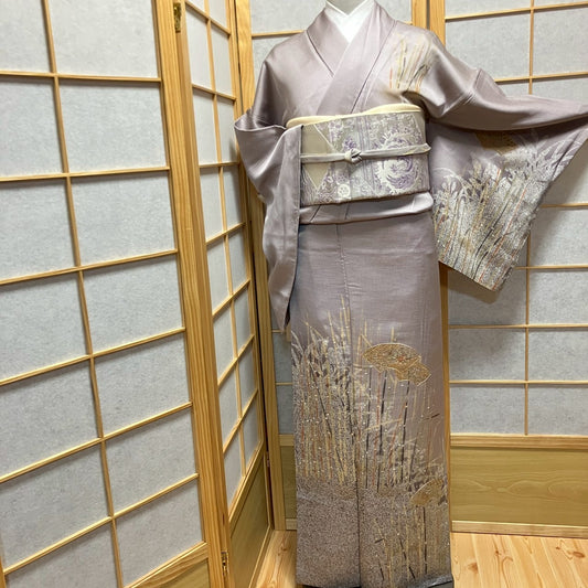 6772# Japanese Kimono Vintage Womens Silk Fabric Robe Kimono only sold