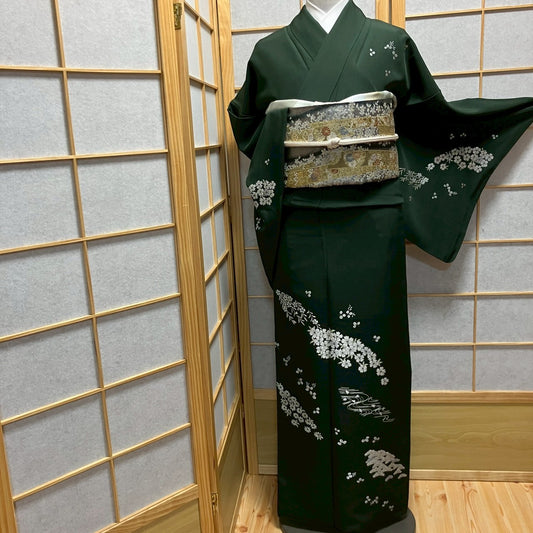 6773# Japanese Kimono Vintage Womens Silk Fabric Robe Kimono only sold