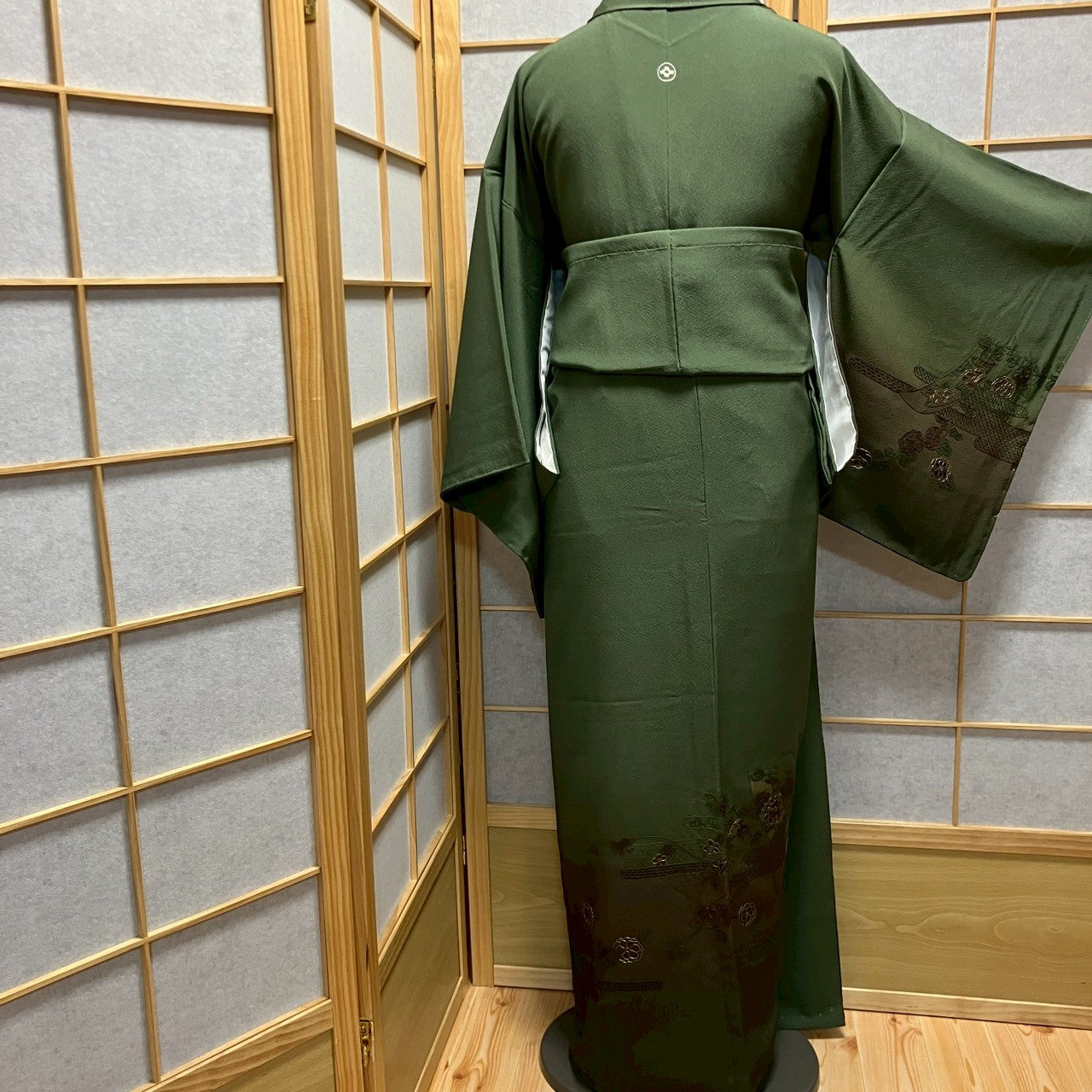 6746# Japanese Kimono Vintage Womens Silk Fabric Robe Kimono only sold Green