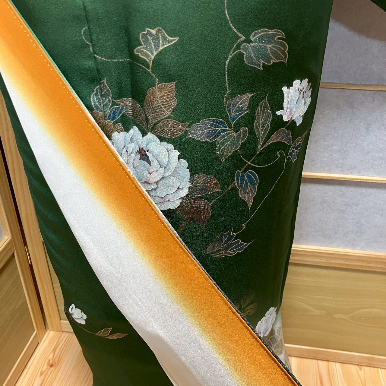 6752# Japanese Kimono Vintage Womens Silk Fabric Robe Kimono only sold Unused