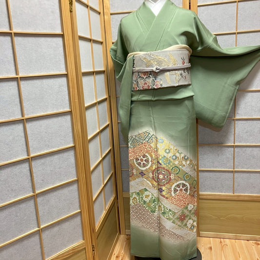 6749# Japanese Tomesode Kimono Vintage Womens Silk Fabric Robe Kimono only sold