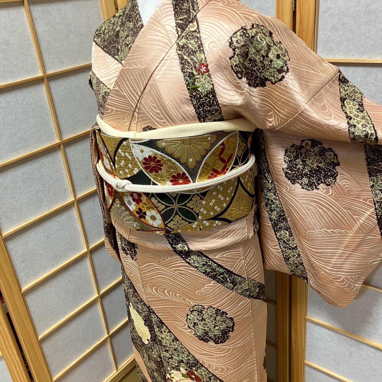 6751# Japanese Kimono Vintage Womens Silk Fabric Robe Kimono only sold Shibori