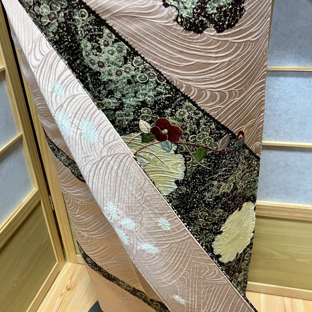 6751# Japanese Kimono Vintage Womens Silk Fabric Robe Kimono only sold Shibori