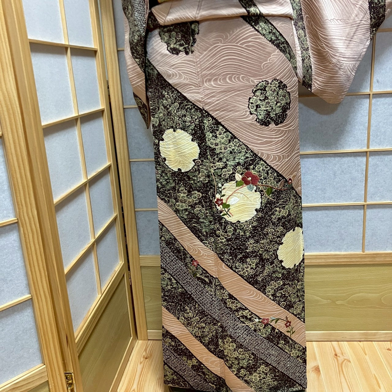 6751# Japanese Kimono Vintage Womens Silk Fabric Robe Kimono only sold Shibori
