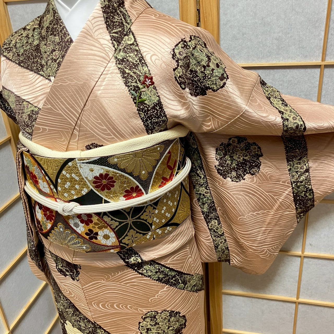 6751# Japanese Kimono Vintage Womens Silk Fabric Robe Kimono only sold Shibori