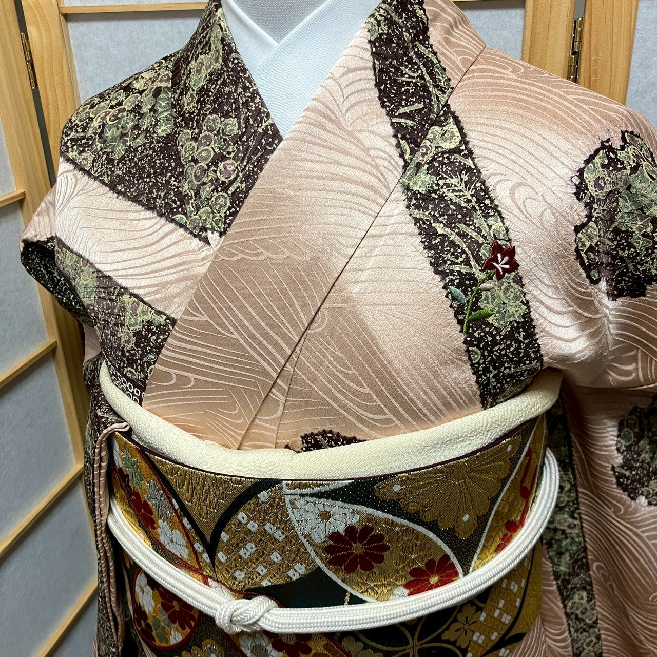 6751# Japanese Kimono Vintage Womens Silk Fabric Robe Kimono only sold Shibori