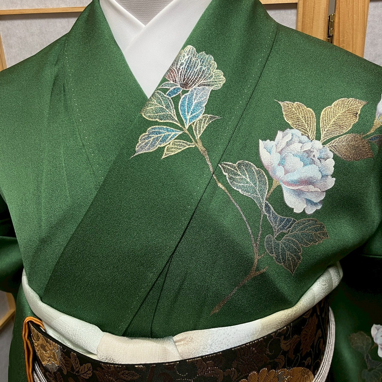 6752# Japanese Kimono Vintage Womens Silk Fabric Robe Kimono only sold Unused