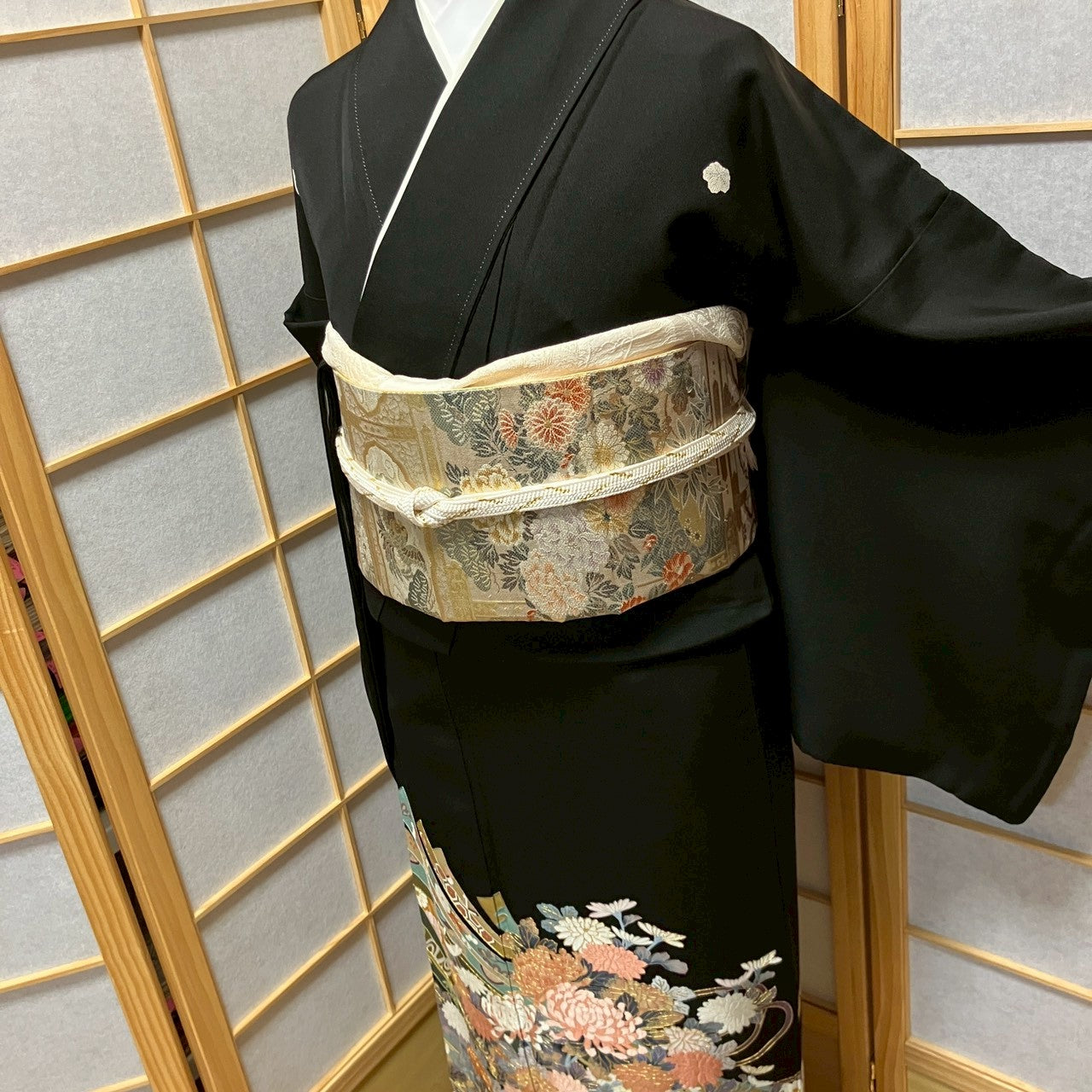 6763# Japanese Tomesode Kimono Vintage Womens Silk Fabric Robe Kimono only sold