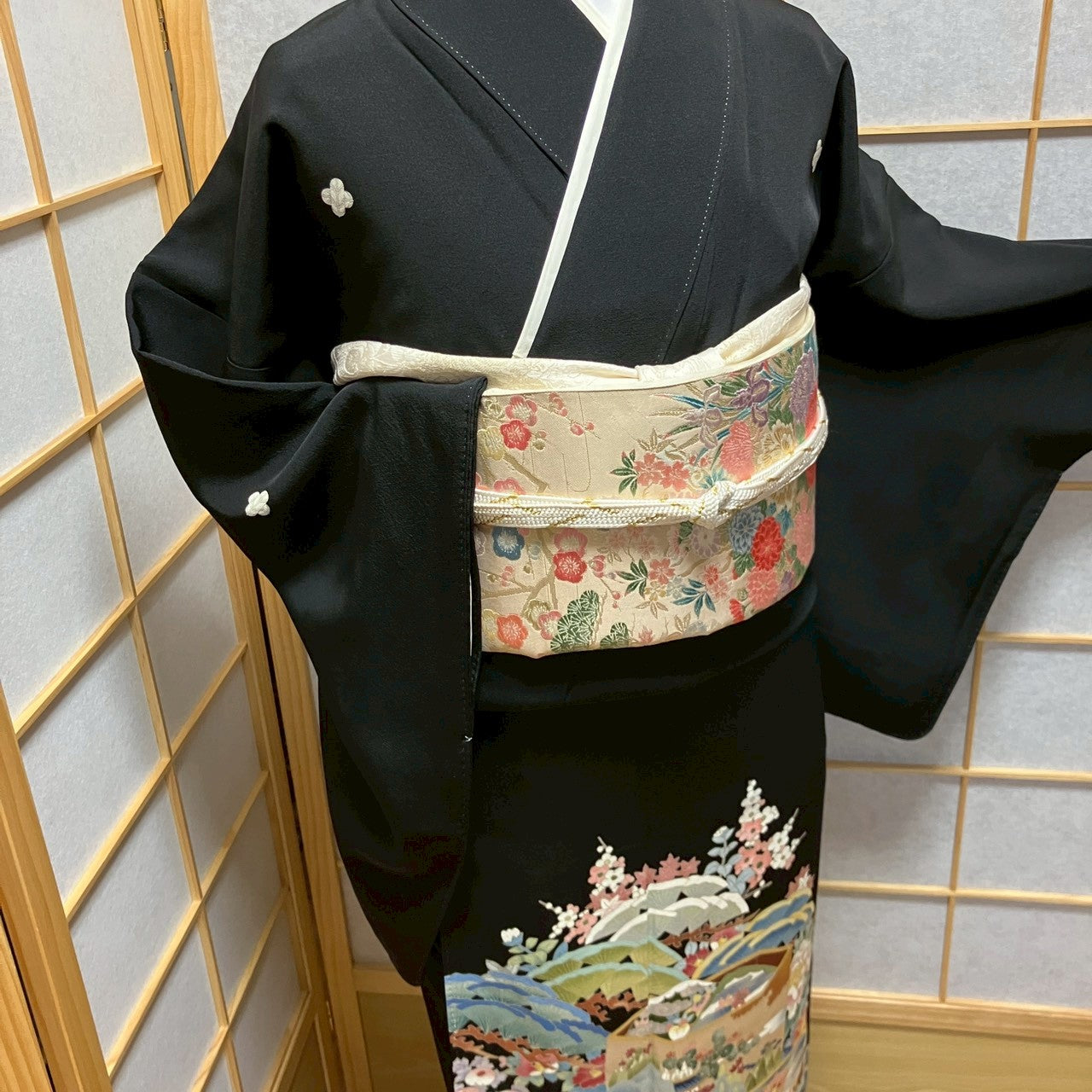 6780# Japanese Tomesode Kimono Vintage Womens Silk Fabric Robe Kimono only sold
