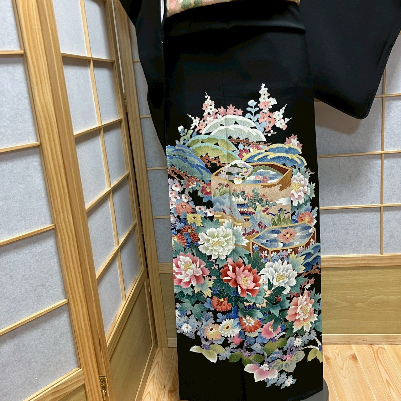 6780# Japanese Tomesode Kimono Vintage Womens Silk Fabric Robe Kimono only sold