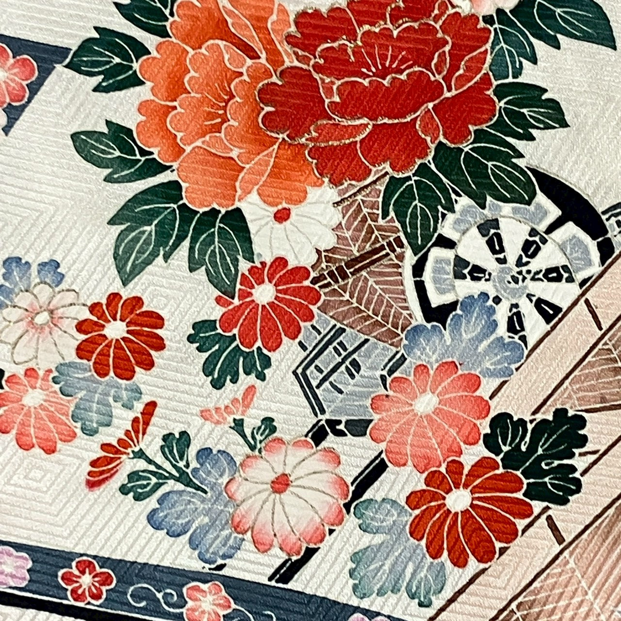 6782# Japanese Vintage Furisode Kimono Obi Obijime Obiage 4-Piece Set Silk Robe